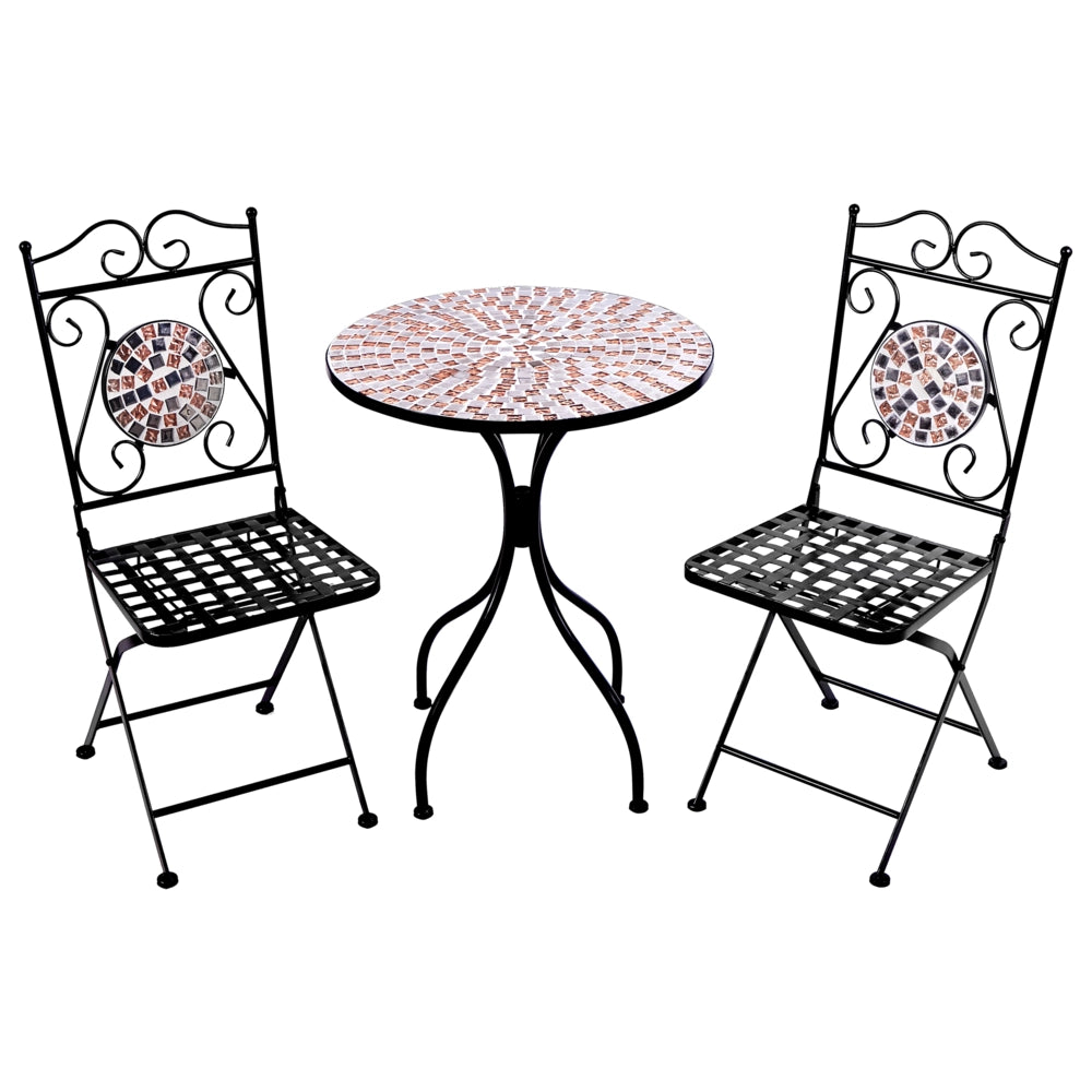Set da balcone tavolo e sedie da giardino in metallo nero stile vintage