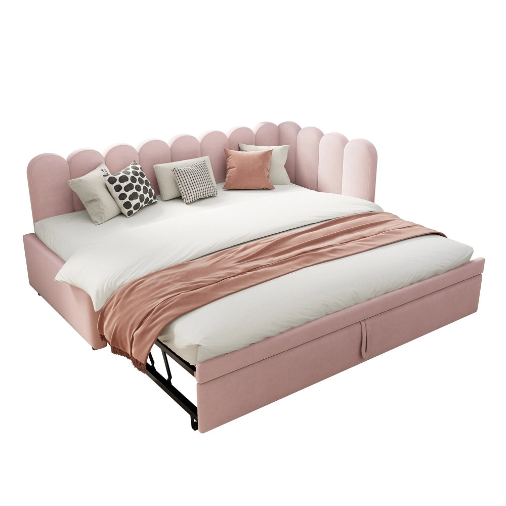 Divano angolare 2 in 1 - Xylo - 90/180x200 cm velluto rosa