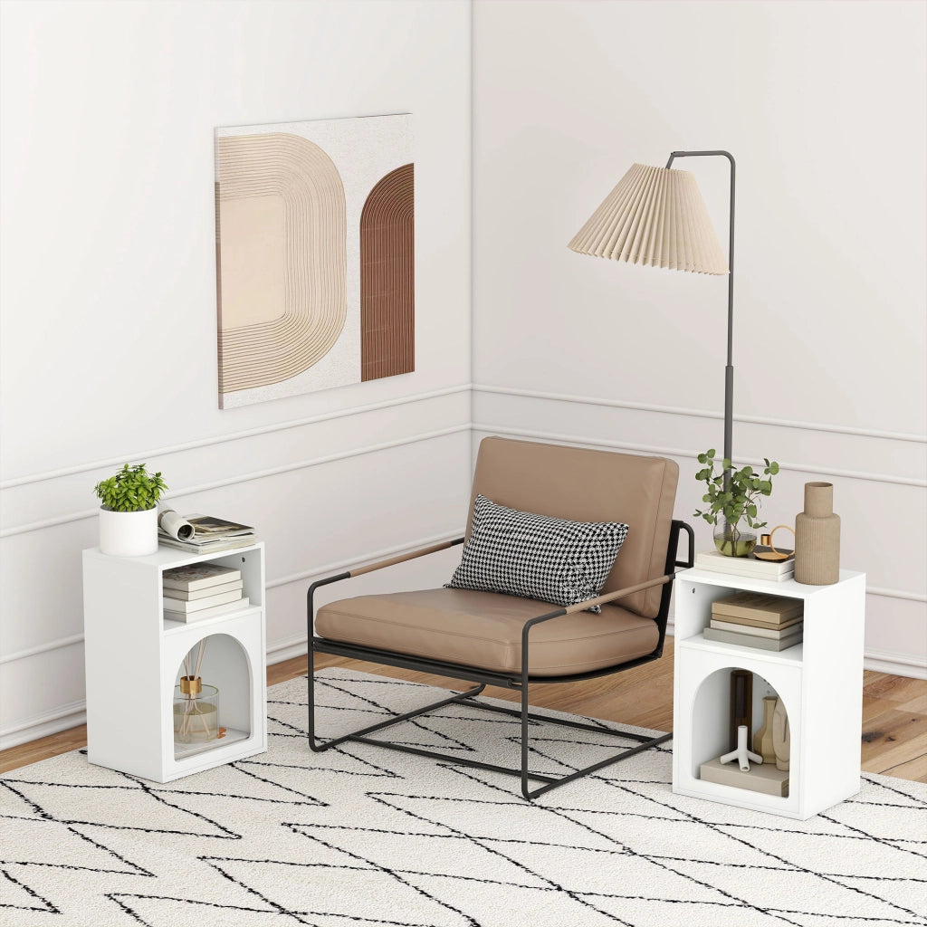 Comodino con scomparti aperti ¨C zephmum ¨C bianco 40x30x60 cm