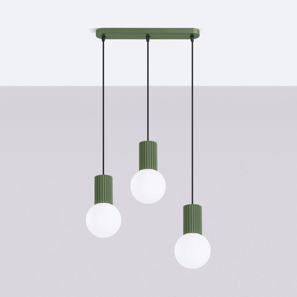 Lampada a sospensione HALO 3L verde oliva