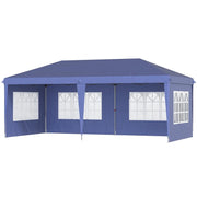 GAZEBO DA GIARDINO 6X3 M REGOLABILE IN ALTEZZA CON PARETI REMOVIBILI, IN ACCIAIO E POLIESTERE, BLU