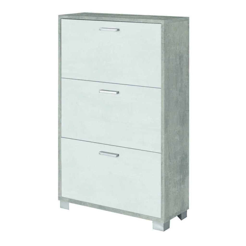 SCARPIERA CEMENTO 70X29XH118CM 3 RIBALTE BIANCHE