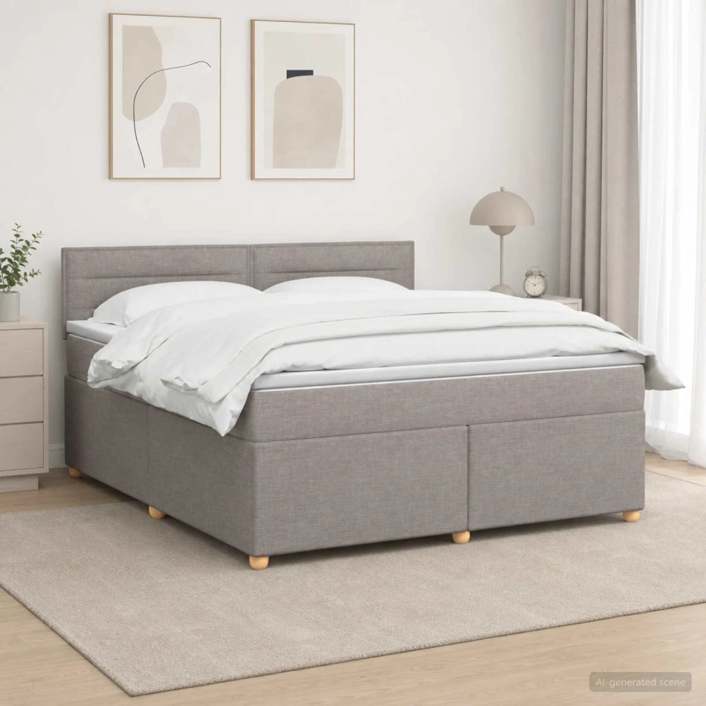 Letto box spring con materasso Tortora 140 x 200 cm Tessuto 3450969