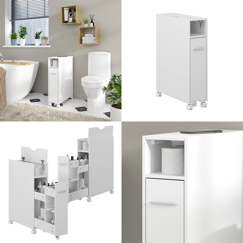 Vicco Armadietto per toilette Bianco 18 x 71.3 cm Con scomparto estraibile