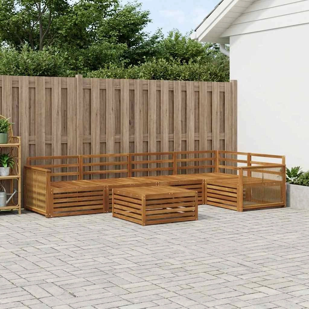 Set di divani da esterno 6 pz Naturale Legno di Acacia Massello 3383387