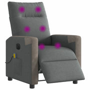 Divano Sedia-Poltrona Reclinabile Massaggio Elettrica Grigio Scuro Tessuto 459816