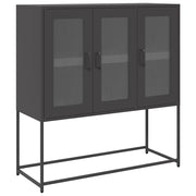 Credenza | Madia | Buffet da pranzo | Armadio da pranzo Nera 100,5x39x107 cm in Acciaio Laminato a Freddo