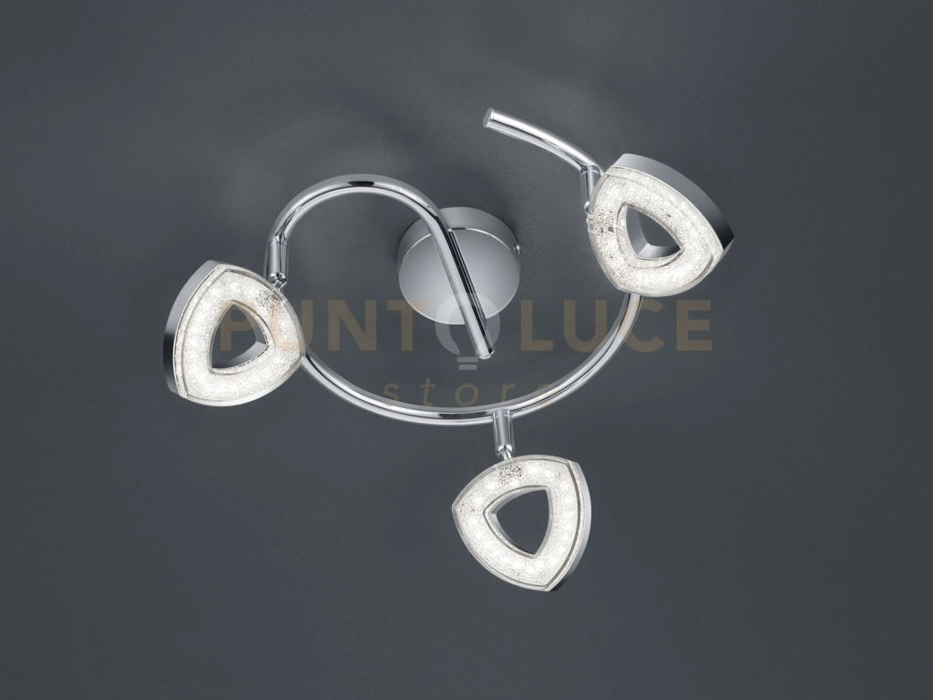 Faretto TOURS girandola 3 spots LED integrati in diffusore triangolo cromato R82139106