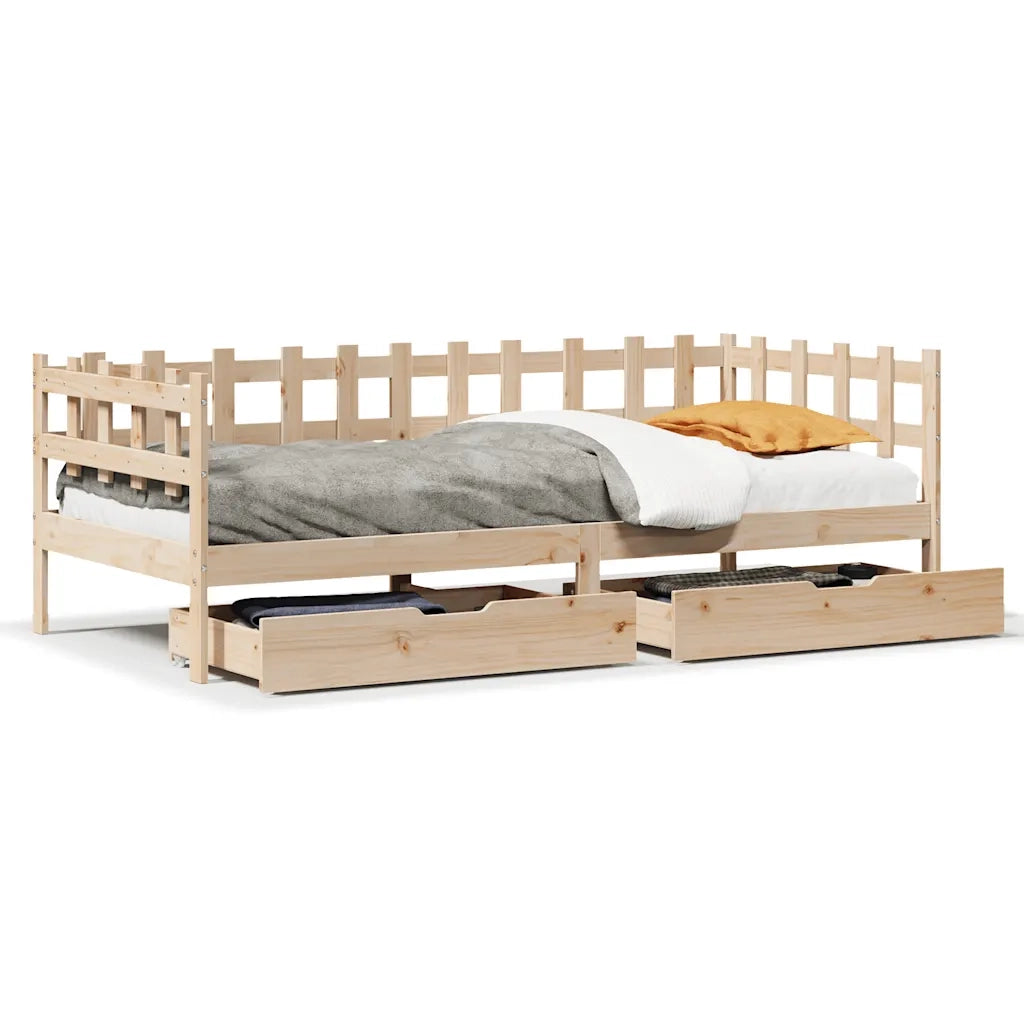 Dormeuse con Cassetti 90x190 cm in Legno Massello Pino 3302130