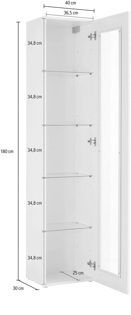Mobile Vetrina 1 Anta 40×30×180 cm Maruska Grigio Antracite Opaco