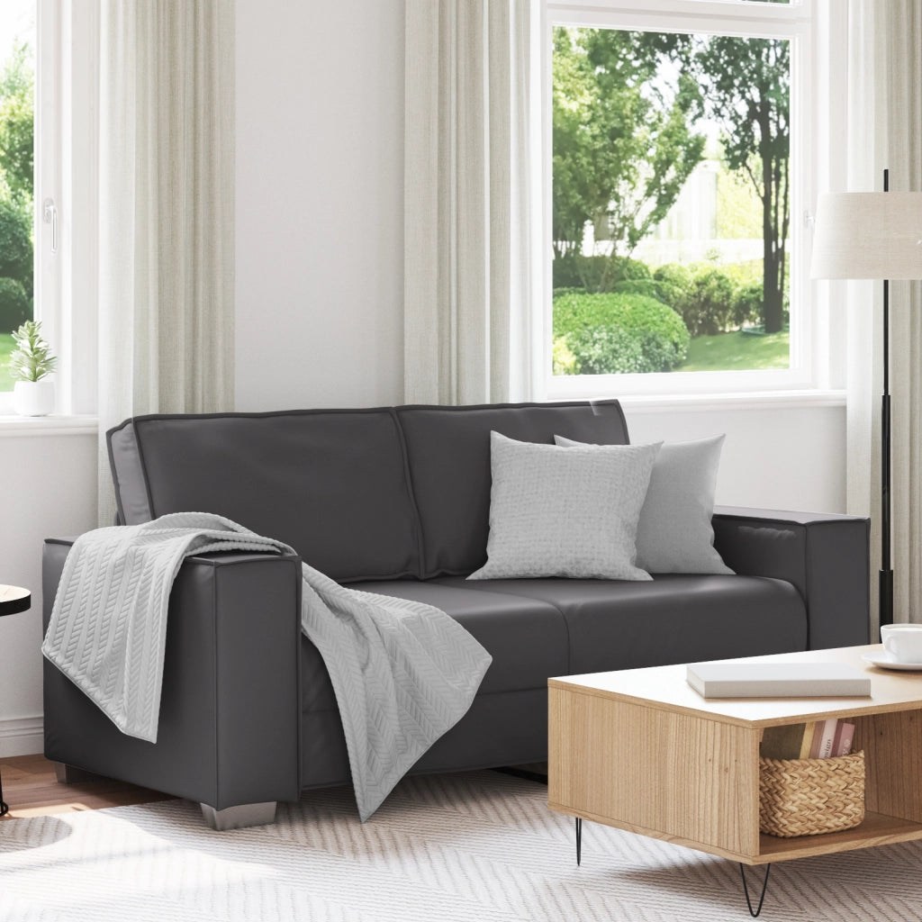 Sofa Grigio 140 cm in Pelle Sintetica