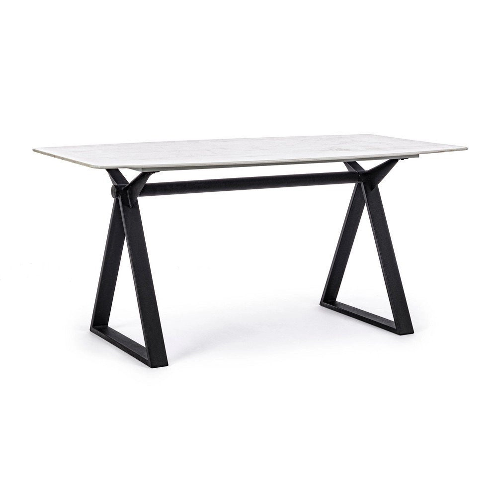 Tavolo Vetro Nero Moderno da Interno 160x90 cm - LUNA