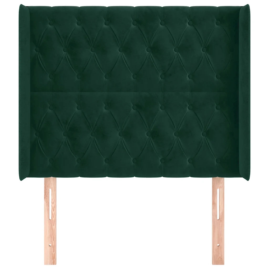 Testiera ad Orecchio Verde Scuro 103x16x118/128cm in Vellutocod mxl 73756