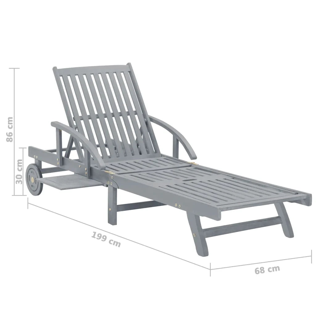 Lettino prendisole sedia a sdraio lettino prendisole letto da giardino mobili da esterno per patio legno massello di acacia grigio 02_0012776