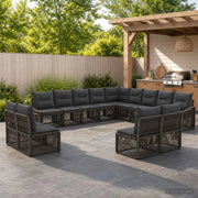 Set Divano da Giardino 13 pz Grigio polyrattan 3436169