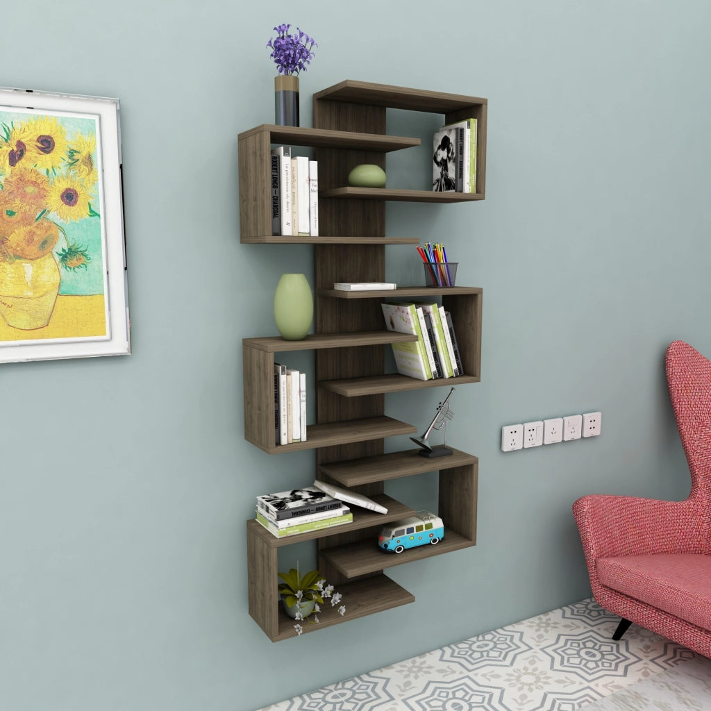 Libreria in legno "Lotus" - 75 x 21 x 161 cm - Noce