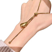 Nuova collana lunga estraibile a goccia dorata alla moda