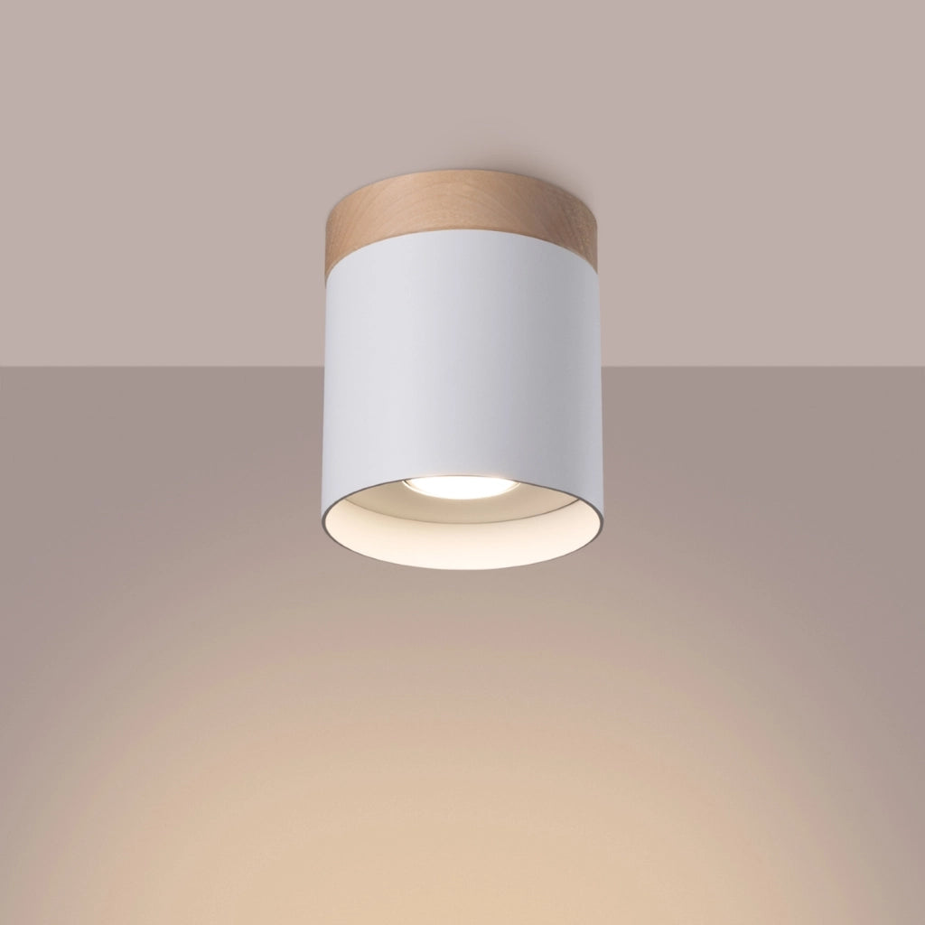 Spot soffitto BARREN bianco/legno Ø12cm 1xGU10 10W