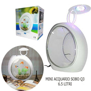 Trade Shop - Acquario Mini Sobo 6.5 Litri Q-3 Luce Led Ovale Pesci Filtrazione Incorporporata -