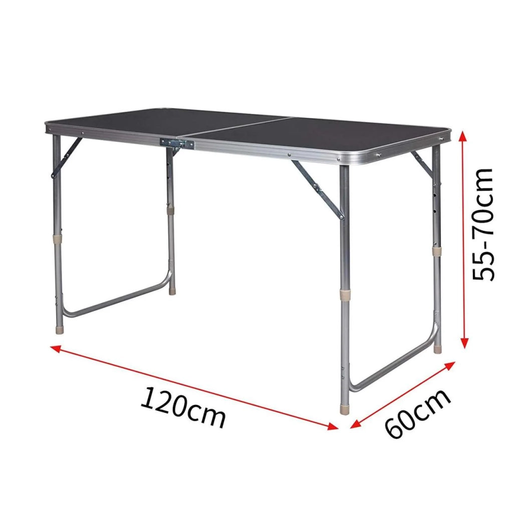 Tavolo da campeggio tavolo pieghevole regolabile 120 cm nero 19_0000974