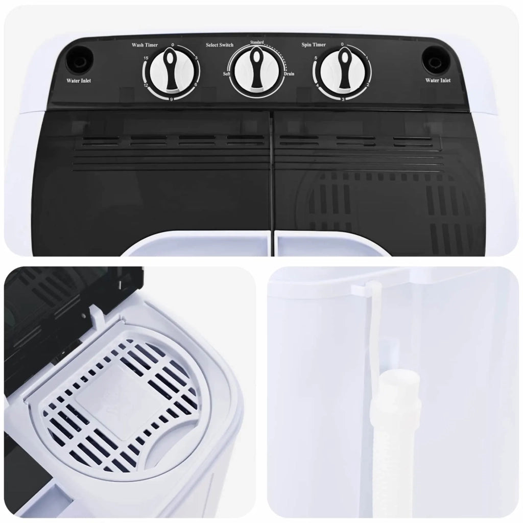 Mini lavatrice con doppio tubo 3,6 kg Nero e Bianco 42039109