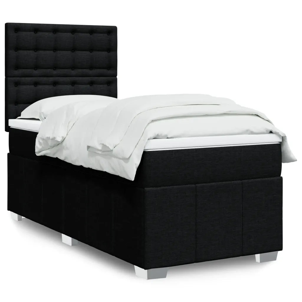 vidaXL Giroletto a Molle con Materasso Nero 90x200 cm in Tessuto