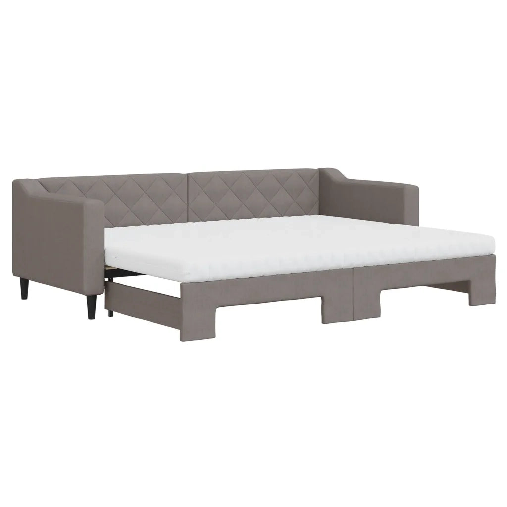 Divano Letto Estraibile con Materassi Tortora 80x200 cm Tessuto 3197442