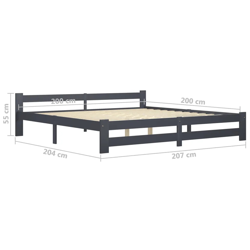 Giroletto senza Materasso Grigio Scuro 200x200 cm Legno Pino