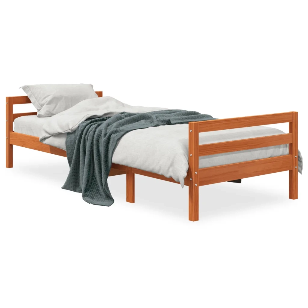 Letto senza Materasso Marrone Cera 80x200 cm Legno di Pino 844486