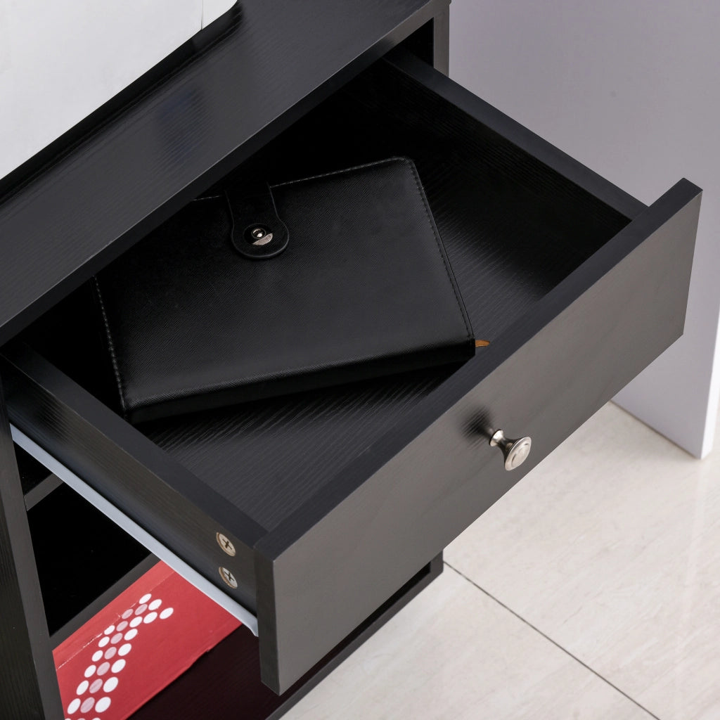 Mobile Porta Stampante con Cassetto e Ripiani ¨C Zephmum ¨C Legno Nero 60x40x68.5cm