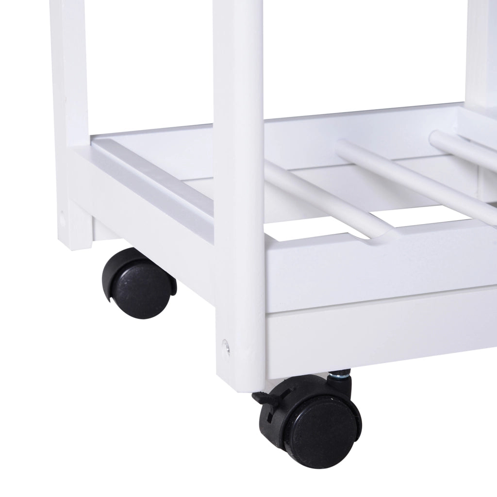 Carrello Cucina Multiuso ¨C Xylo ¨C Legno Pino Bianco 2 Cassetti 2 Ripiani 2 Cesti 74x37x76 cm