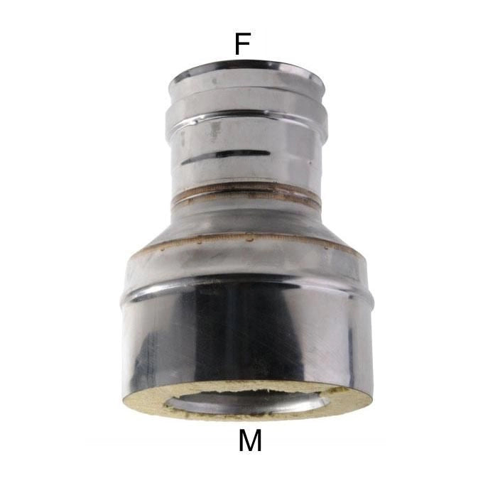 MARAL Adattatore inox MP 8F-DP 8-13 DP a doppia parete con isolamento in lana di roccia 25 mm colore Acciaio lucido