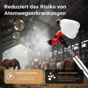 Spruzzatore a batteria MicroULV+ per depolverizzazione scuderia, 3 ugelli, angolo di spruzzo regolabile, Nebulizzatore a batteria max 20 ore