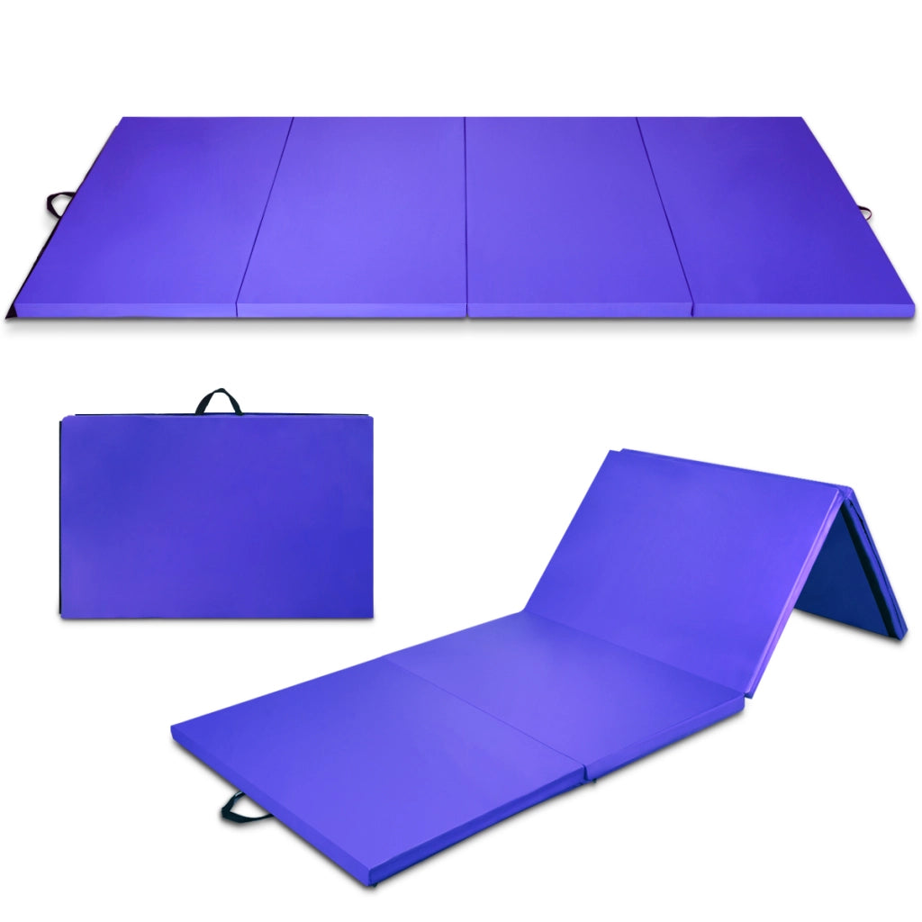 Tappetino da ginnastica pieghevoli 300x116x5cm con ganci e maniglia, Tappetino da ginnastica per arti marziali Porpora