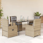 Set da Pranzo da Giardino 5 pz con Cuscini Beige in Polyrattan 3262870