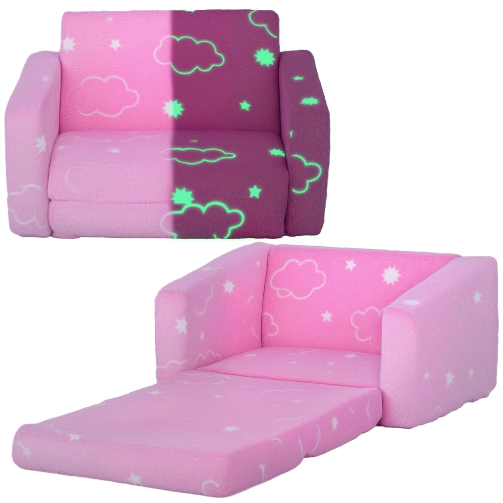 Divano letto per bambini 2 posti ¨C zephmum ¨C rosa, tessuto, 90x