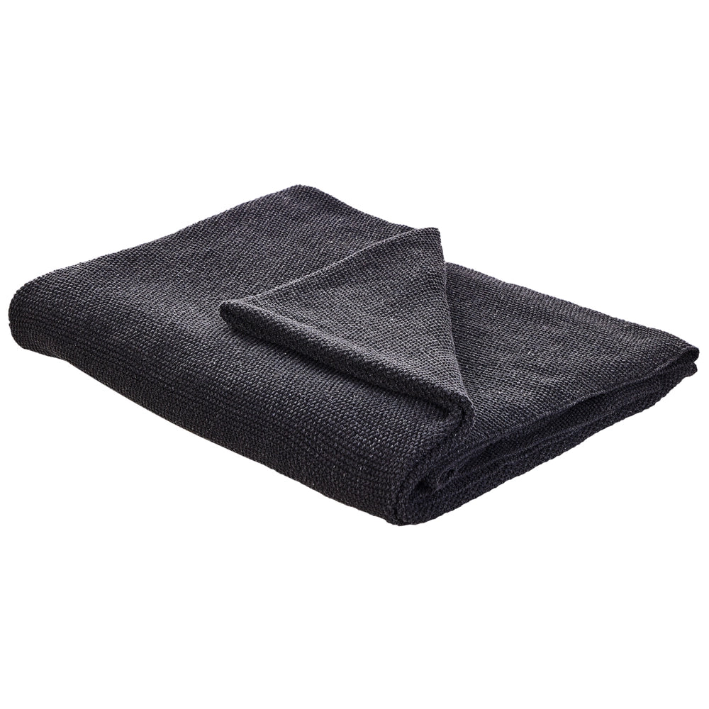 Coperta Cotone Grigio Scuro 130 x 180 cm Copriletto Punto Croce Oversize