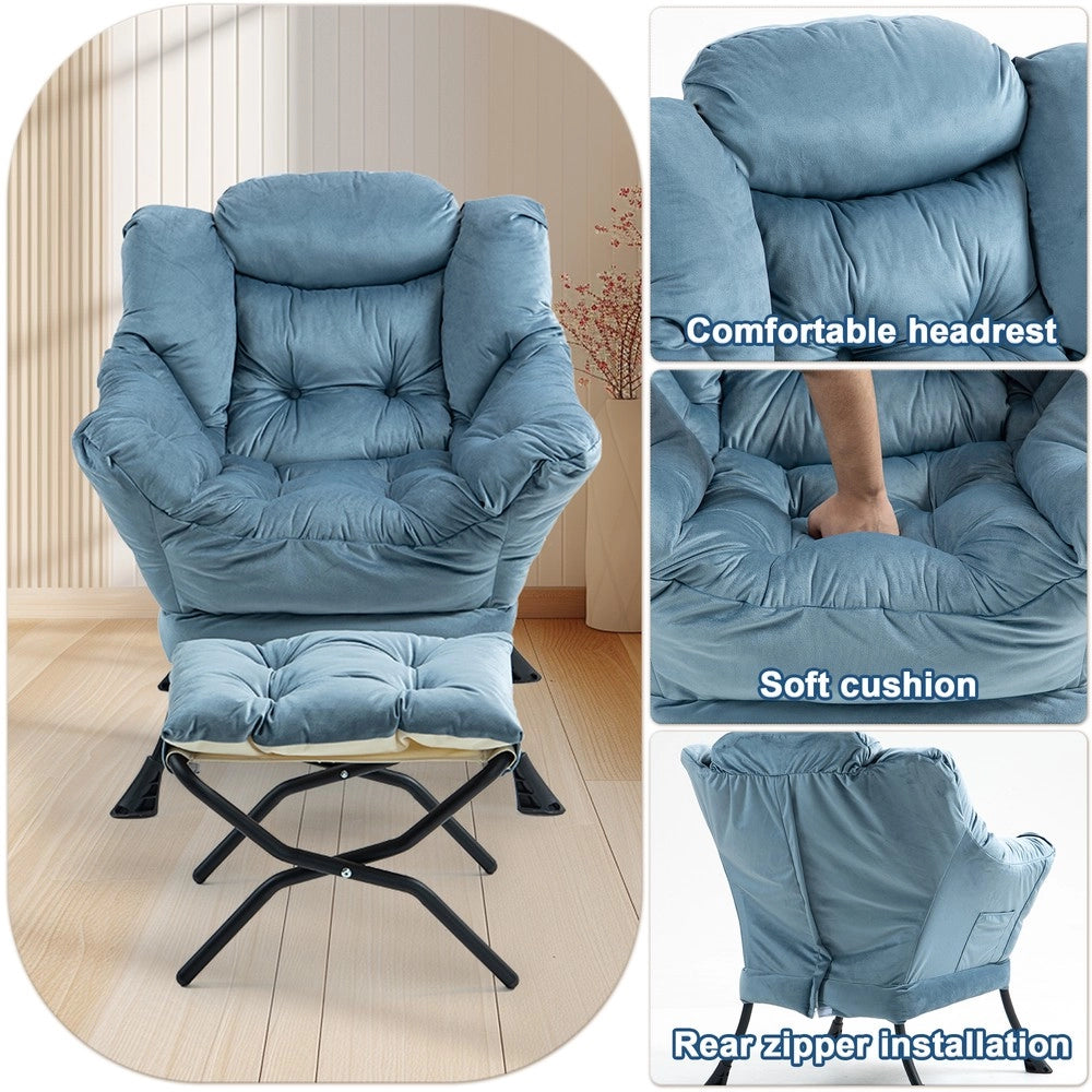 Poltrona Relax con Poggiapiedi Pieghevole e Taschino Laterale ¨C MINIMAL ¨C Tessuto