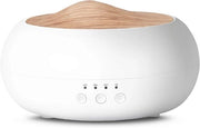 Diffusore ultrasonico per olii essenziali 250 ml con umidificatore dell'aria - luce alogena calda bianca, finitura in legno bianco - per uso domestico, ufficio, yoga