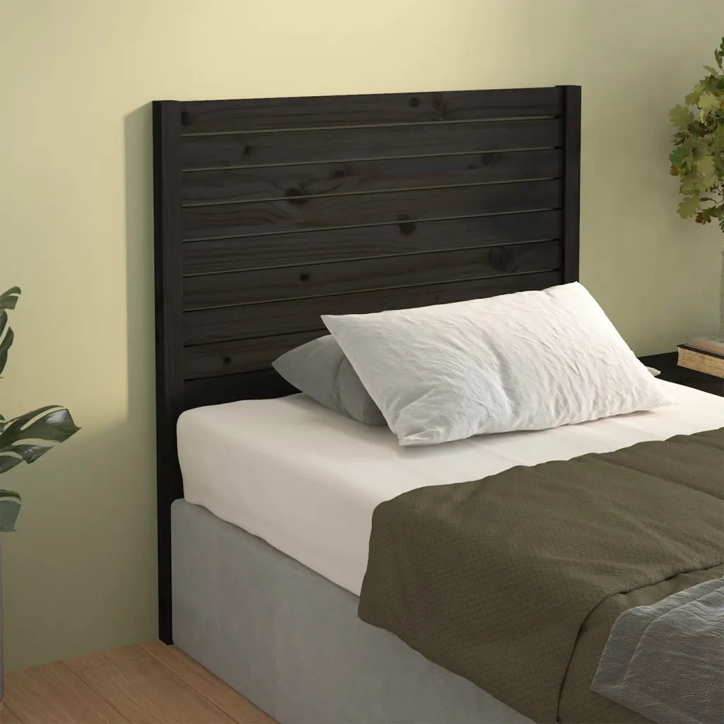 Testiera | Testata per Letto Nera 96x4x100 cm in Legno Massello di Pino