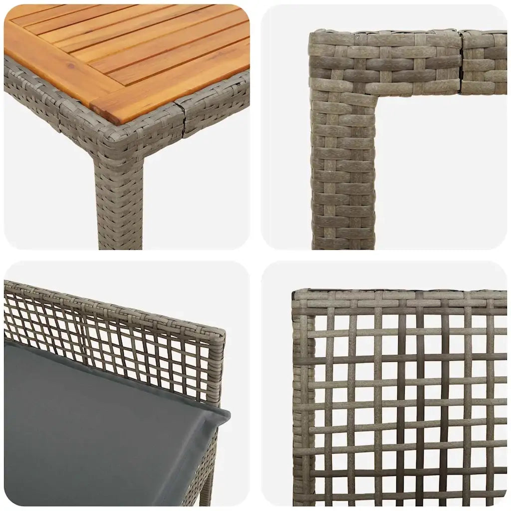 Set da Pranzo per Giardino 5 pcs Grigio polyrattan 3334910