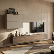Mobile Soggiorno Suisio, Parete Attrezzata 4 Ripiani, Beige