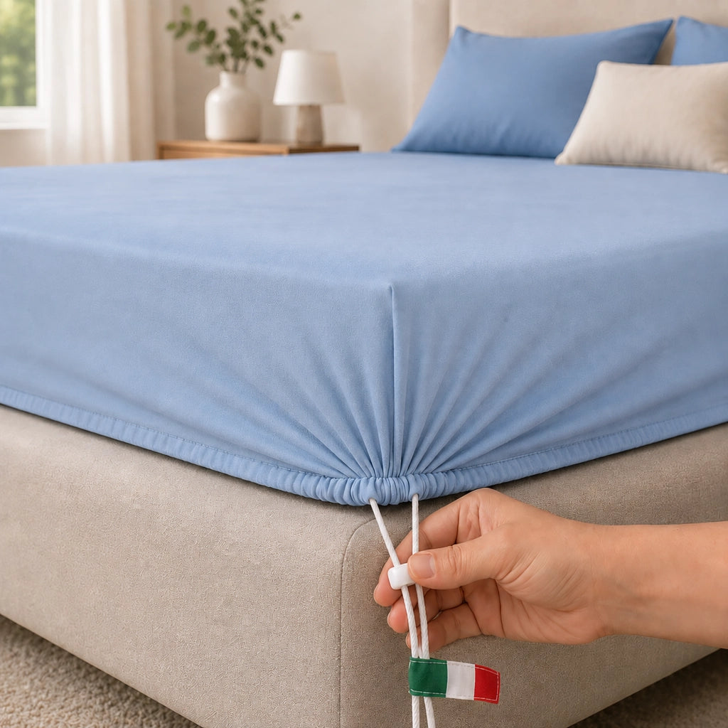 Romomoka, Lenzuolo Matrimoniale Lenzuolo Sotto con Angolo da 27 cm, blu Fiordaliso