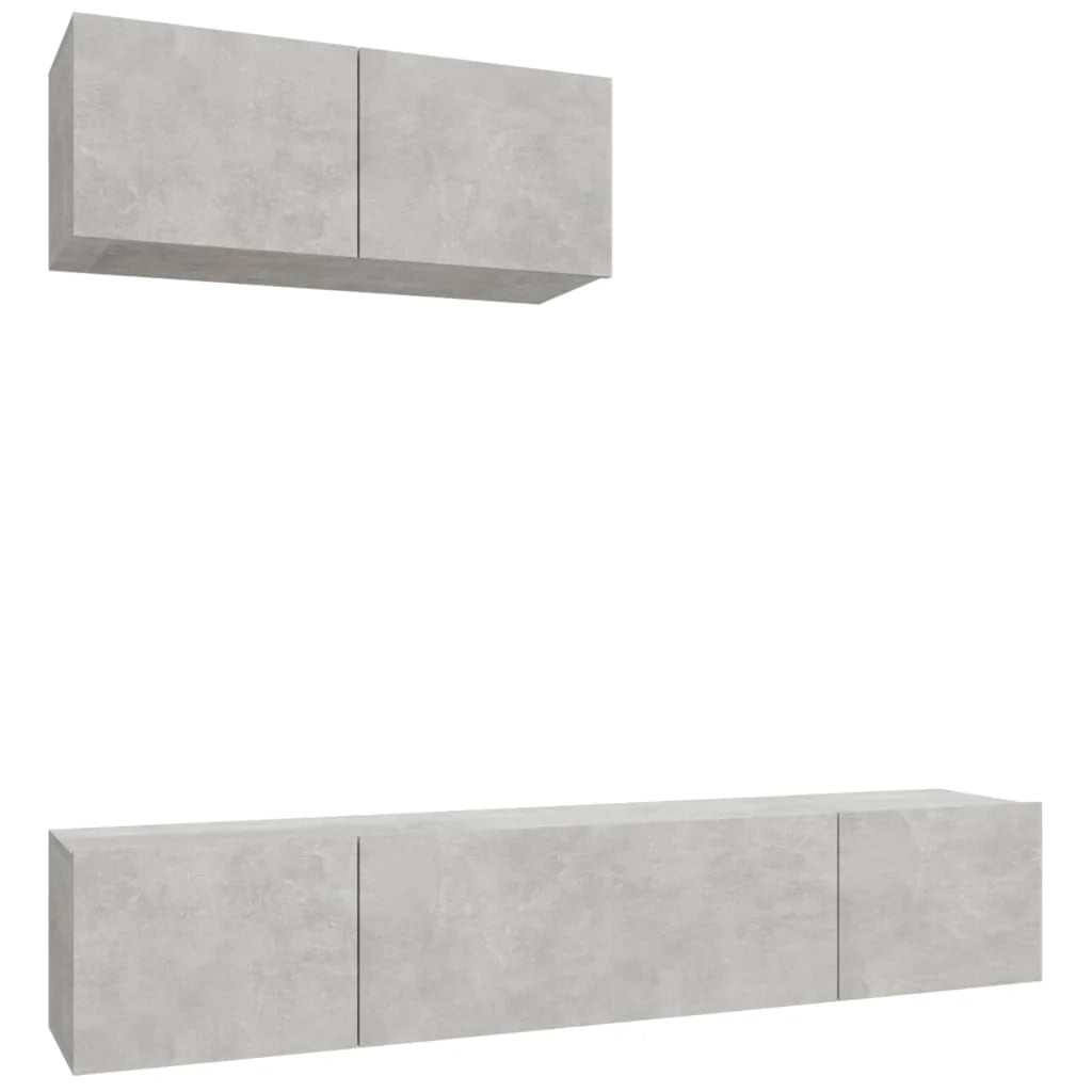 Set di mobili da 3 pezzi tra cui armadio credenza mobile TV televisore per soggiorno camera da letto salotto legno ingegnerizzato grigio 02_0024498