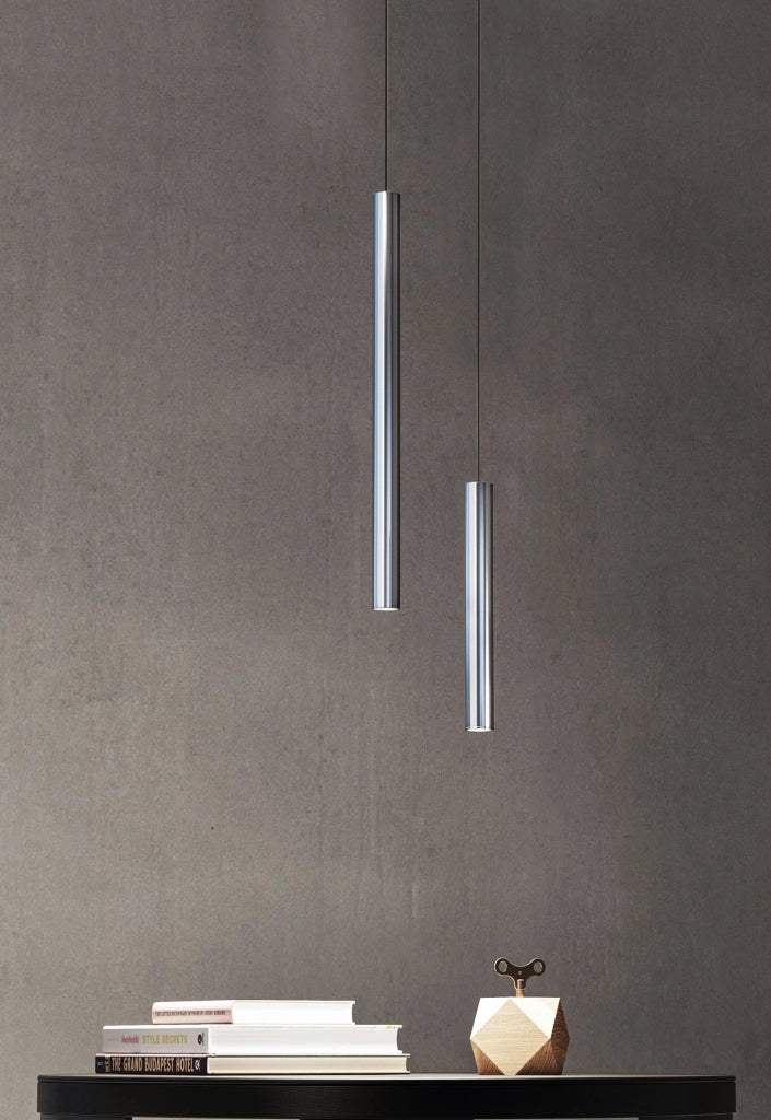 Atmos Lampada LED a Sospensione Slim XL 6W, Installazione Incasso o Superficie, Temperatura 2700K-4000K, Controllo Tuya Smart, Finitura Argento