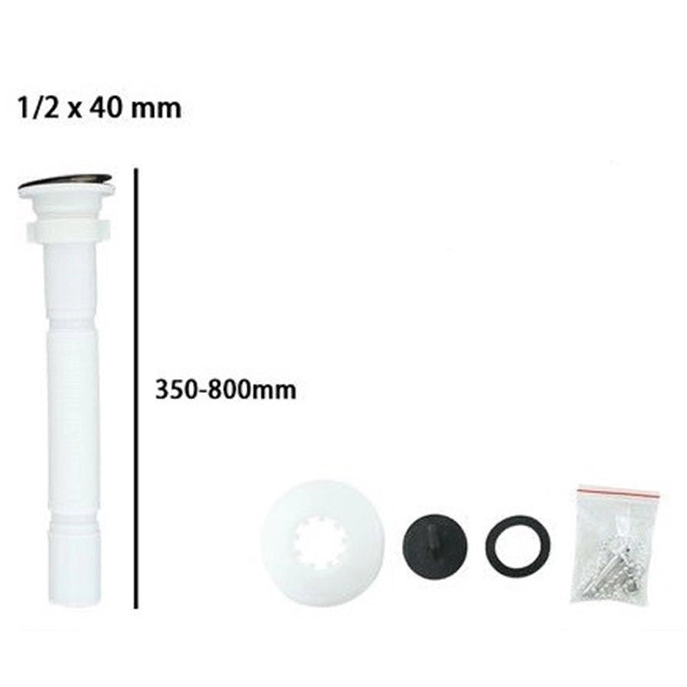 Trade Shop - Canotto Tubo Di Scarico Estensibile Lavabo Lavello Con Piletta 1/2 40 Mm 10069 -
