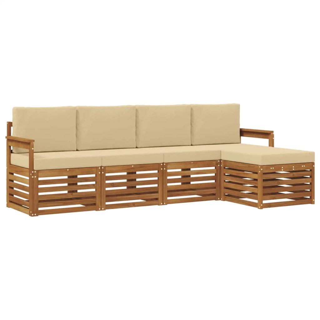 Set di divani da esterno con cuscino 5 pcs Naturale e Beige