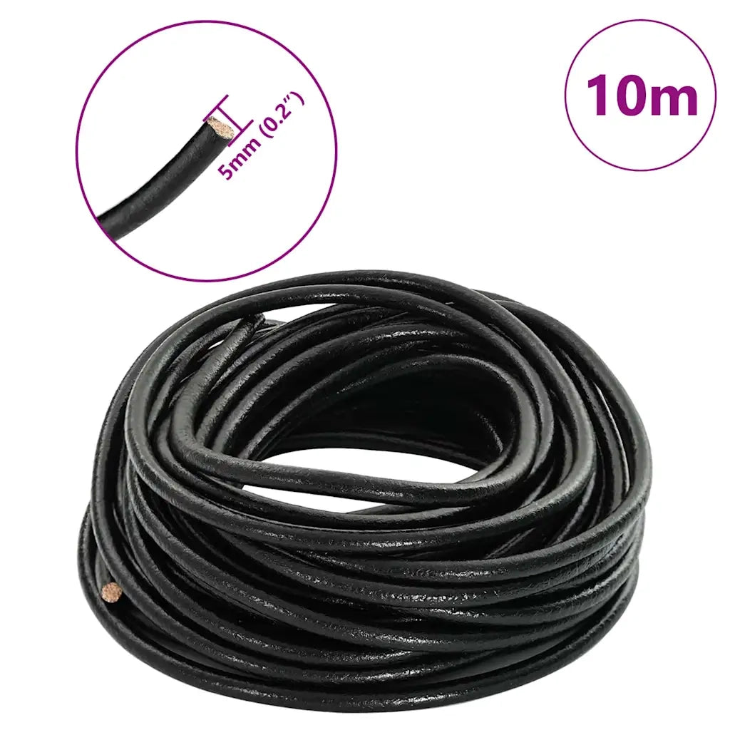 Cordino in Pelle Nero ?5 mm x 10 m Pelle CFW3699443
