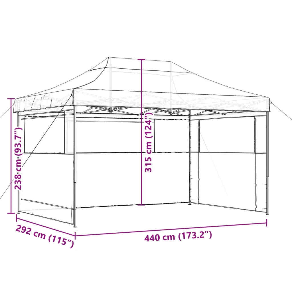 Tendone per Feste Pieghevole Pop-Up con 3 Pareti Beige