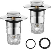 Stop Wastafello a Soffietto Universale - Set da 2 - 34-40mm - Con Zona per Capelli - Stop Bagni .